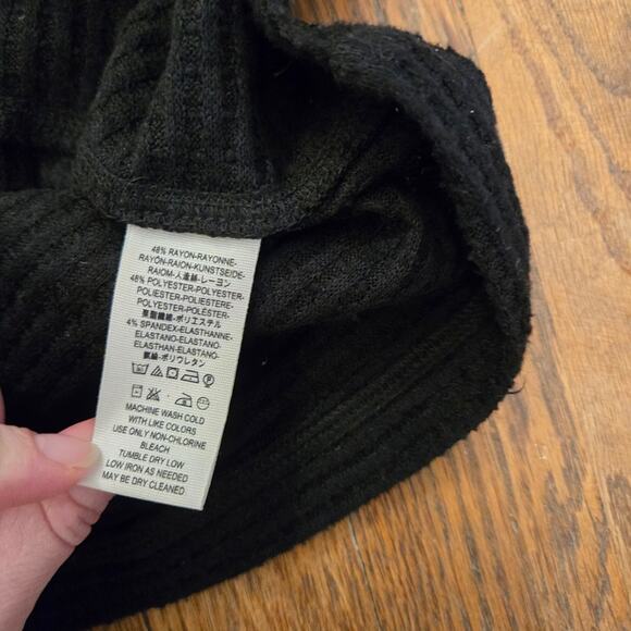 We the Free People Kitty Sz L Thermal Mock Cowl Neck Tunic Pullover Black - Picture 2 of 12